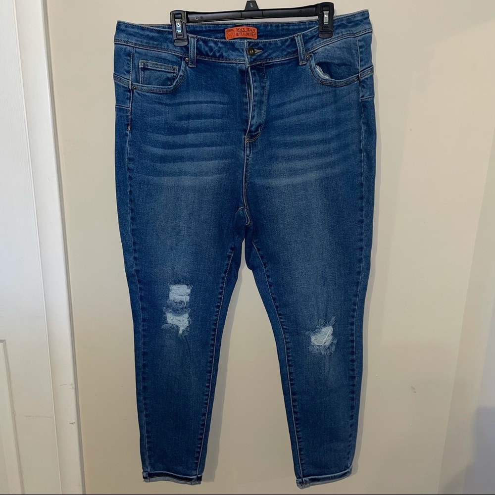 Wax Jeans, skinny high rise distressed 20